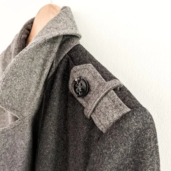 Attitude by Jay Manual Two-tone Grey Wool Blend Coat, Size 8 - Picture 4 of 7